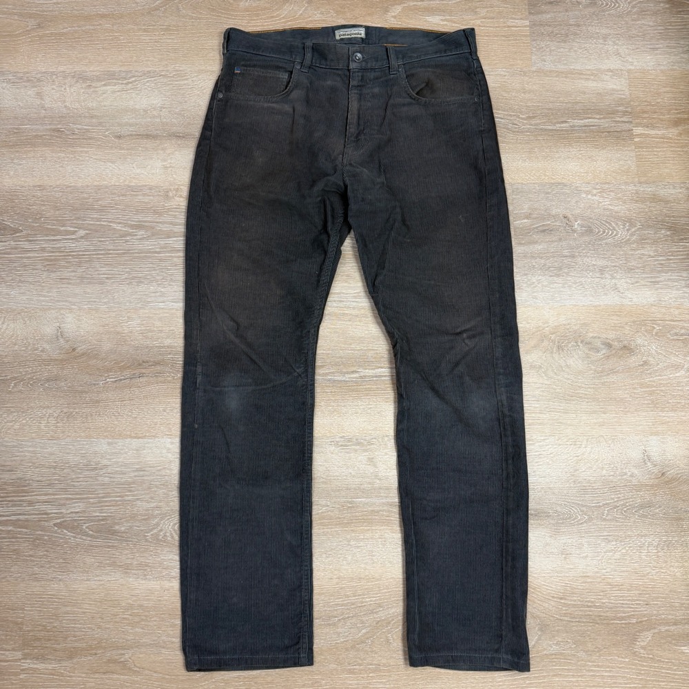 Patagonia Mens Organic Cotton Corduroy Pants Charcoal Grey Straight Leg 34x32